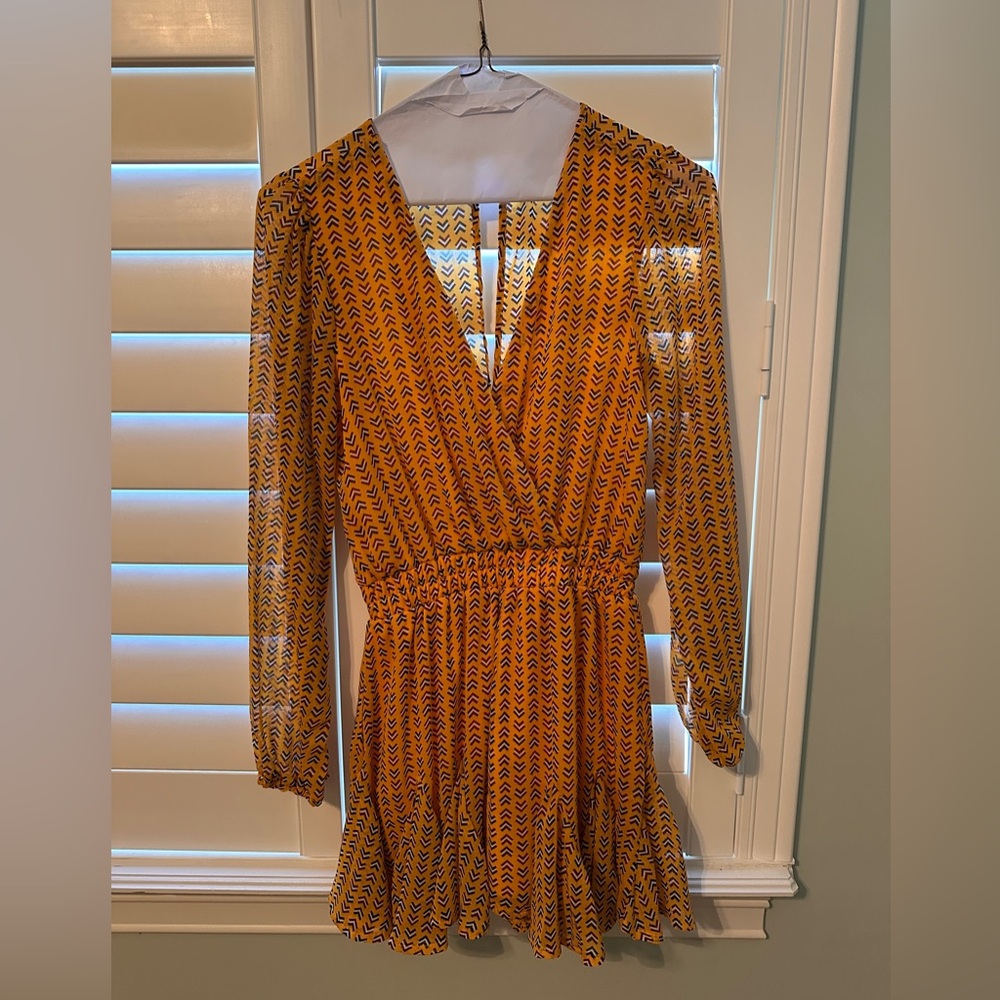 Blue Rain Yellow Chiffon Romper